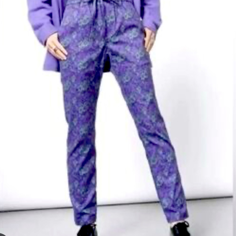 Wildfang Essential Drawstring Cotton Pant Purple Floral M